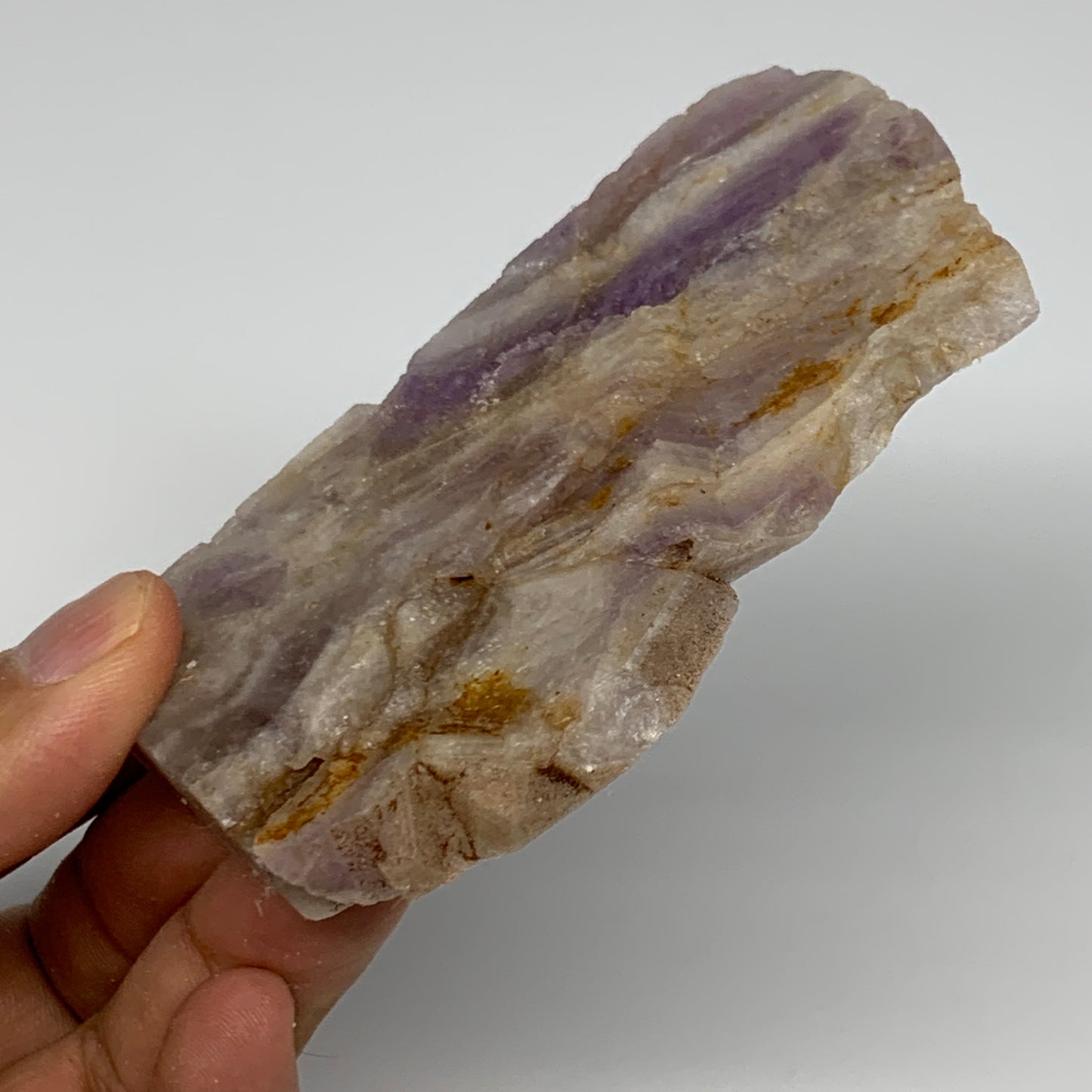 119.8g, 3.6"x2.1"x0.6", One face polished Banned Amethyst, One face semi polishe