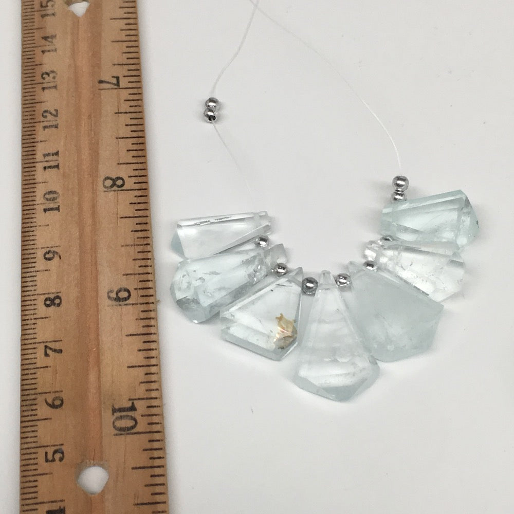 79cts, 7pcs,18mm-26mm Aquamarine Gemstone Faceted Teardrop Beads @Pakistan,BE40