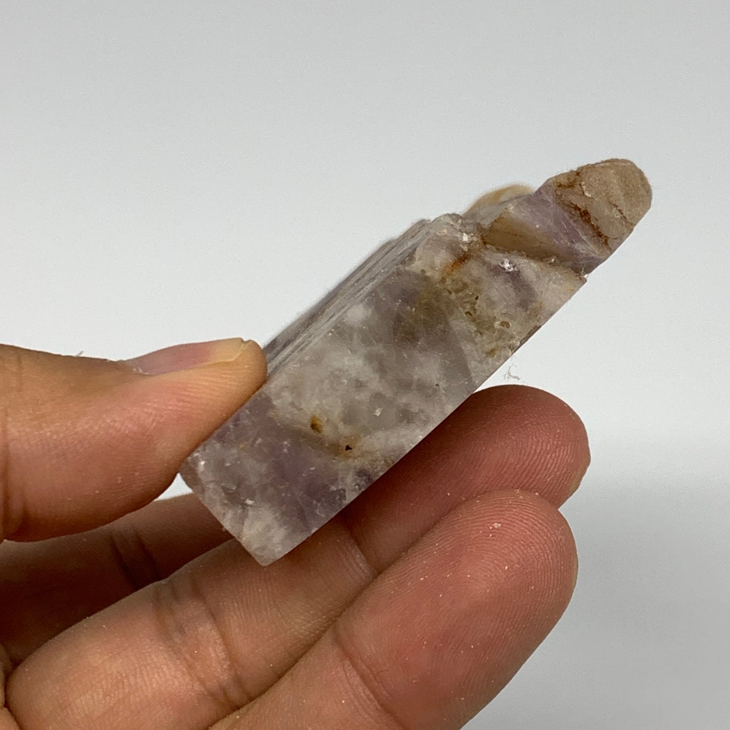 119.8g, 3.6"x2.1"x0.6", One face polished Banned Amethyst, One face semi polishe