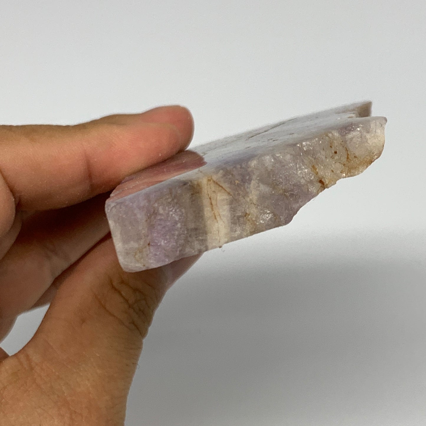 119.8g, 3.6"x2.1"x0.6", One face polished Banned Amethyst, One face semi polishe
