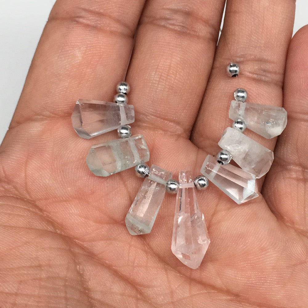 29.5cts, 7pcs,13mm-20mm Aquamarine Gemstone Faceted Points Beads @Pakistan,BE41
