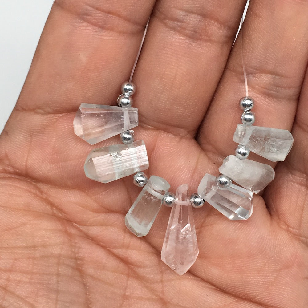 29.5cts, 7pcs,13mm-20mm Aquamarine Gemstone Faceted Points Beads @Pakistan,BE41