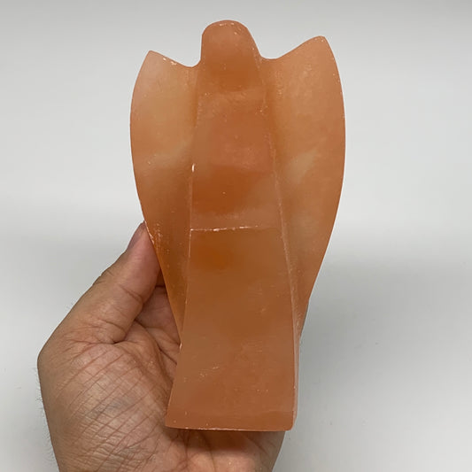 558g, 5.3"x3"x2"" Orange Selenite (Satin Spar) Angel Crystal @Morocco,B9390