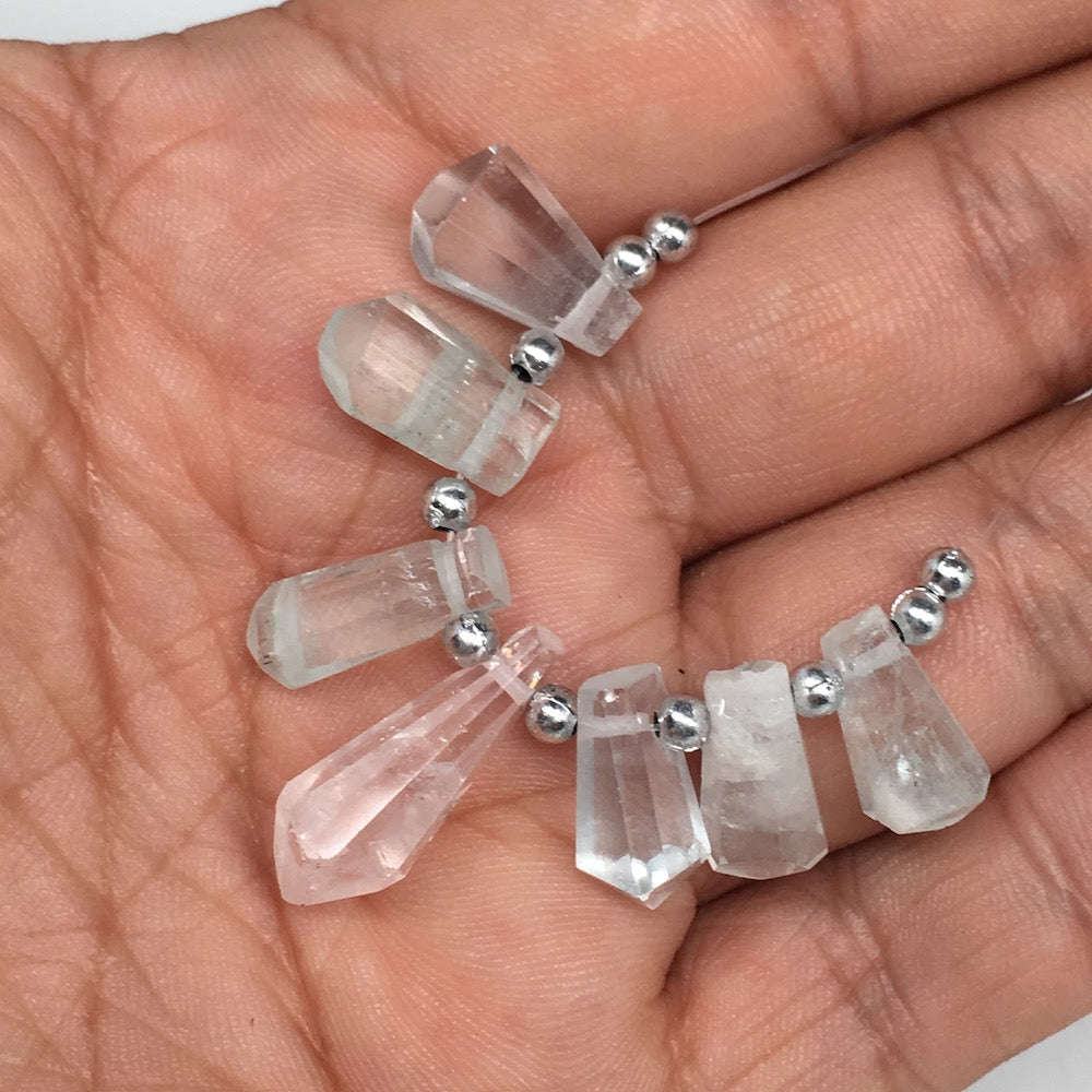 29.5cts, 7pcs,13mm-20mm Aquamarine Gemstone Faceted Points Beads @Pakistan,BE41