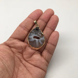 40.5 Cts Agate Druzy Slice Geode Gold Plated Pendant Handmade from Brazil,Bp826