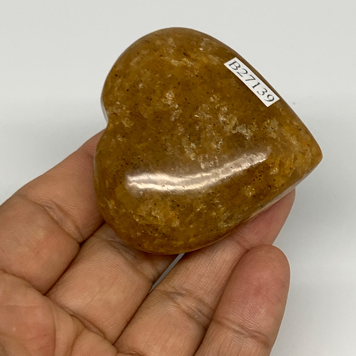 81.8g, 2"x2.1"x0.9", Natural Golden Quartz Heart Small Polished Crystal, B27139