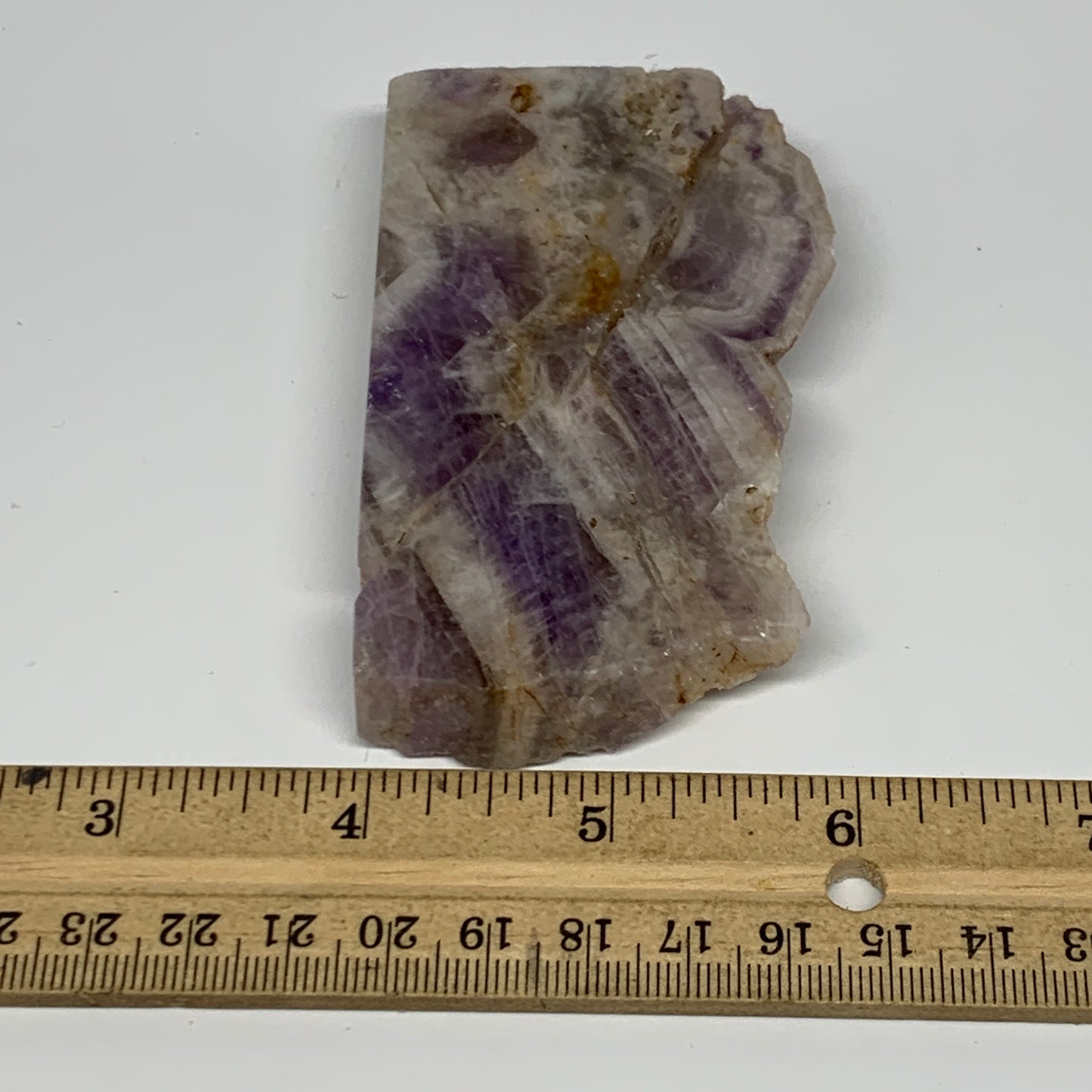 119.8g, 3.6"x2.1"x0.6", One face polished Banned Amethyst, One face semi polishe