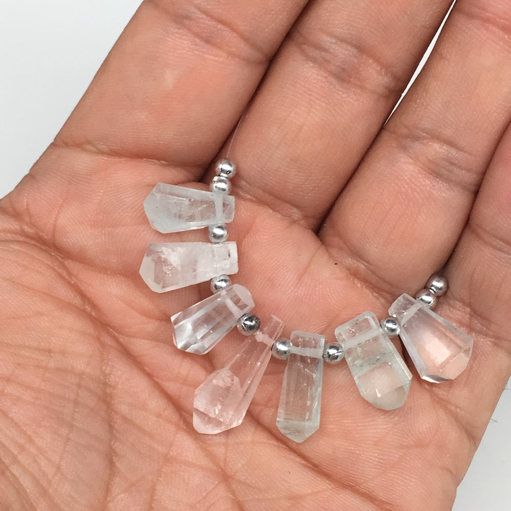 29.5cts, 7pcs,13mm-20mm Aquamarine Gemstone Faceted Points Beads @Pakistan,BE41