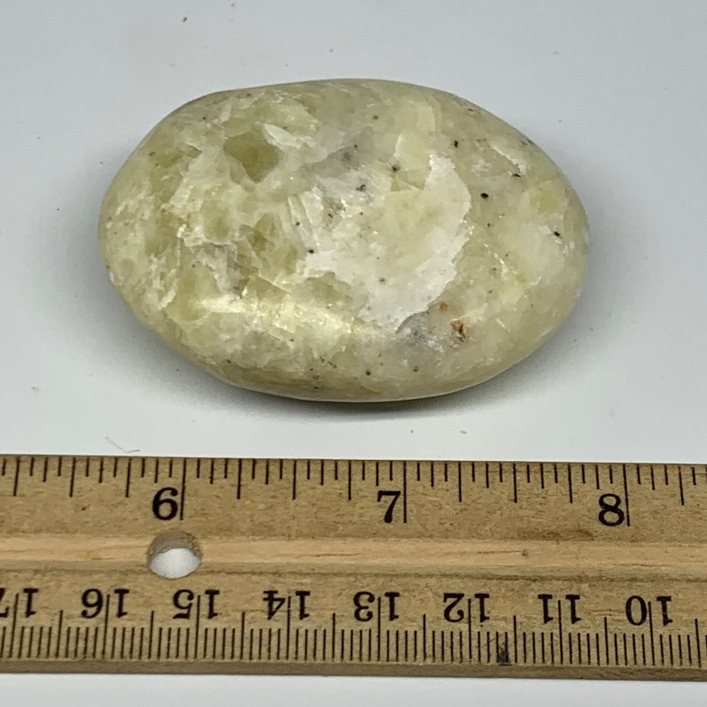 88.7g, 2.3"x1.7"x0.9", Natural Yellow Calcite Palm-Stone Crystal Polished Reiki,