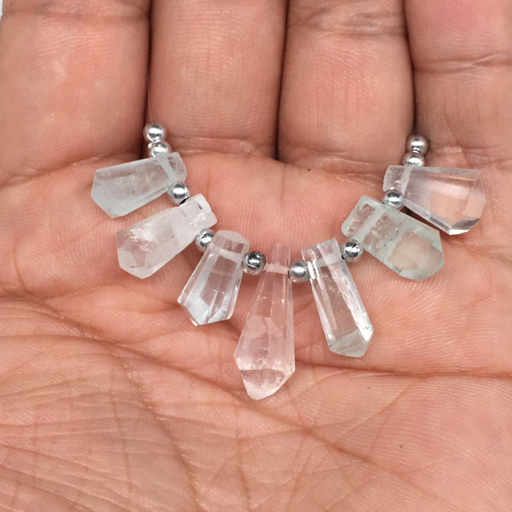 29.5cts, 7pcs,13mm-20mm Aquamarine Gemstone Faceted Points Beads @Pakistan,BE41