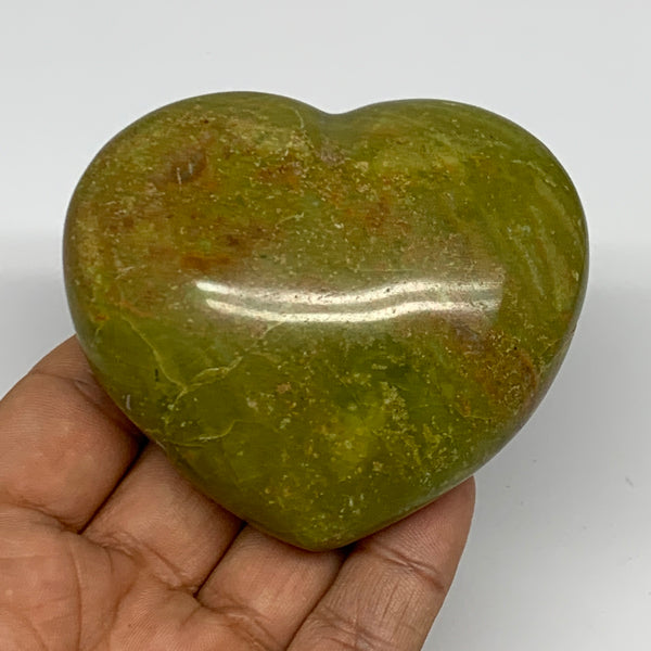 179.4g, 2.6"x2.9"x1.4", Green Opal Heart Polished Gemstone @Madagascar, B17565