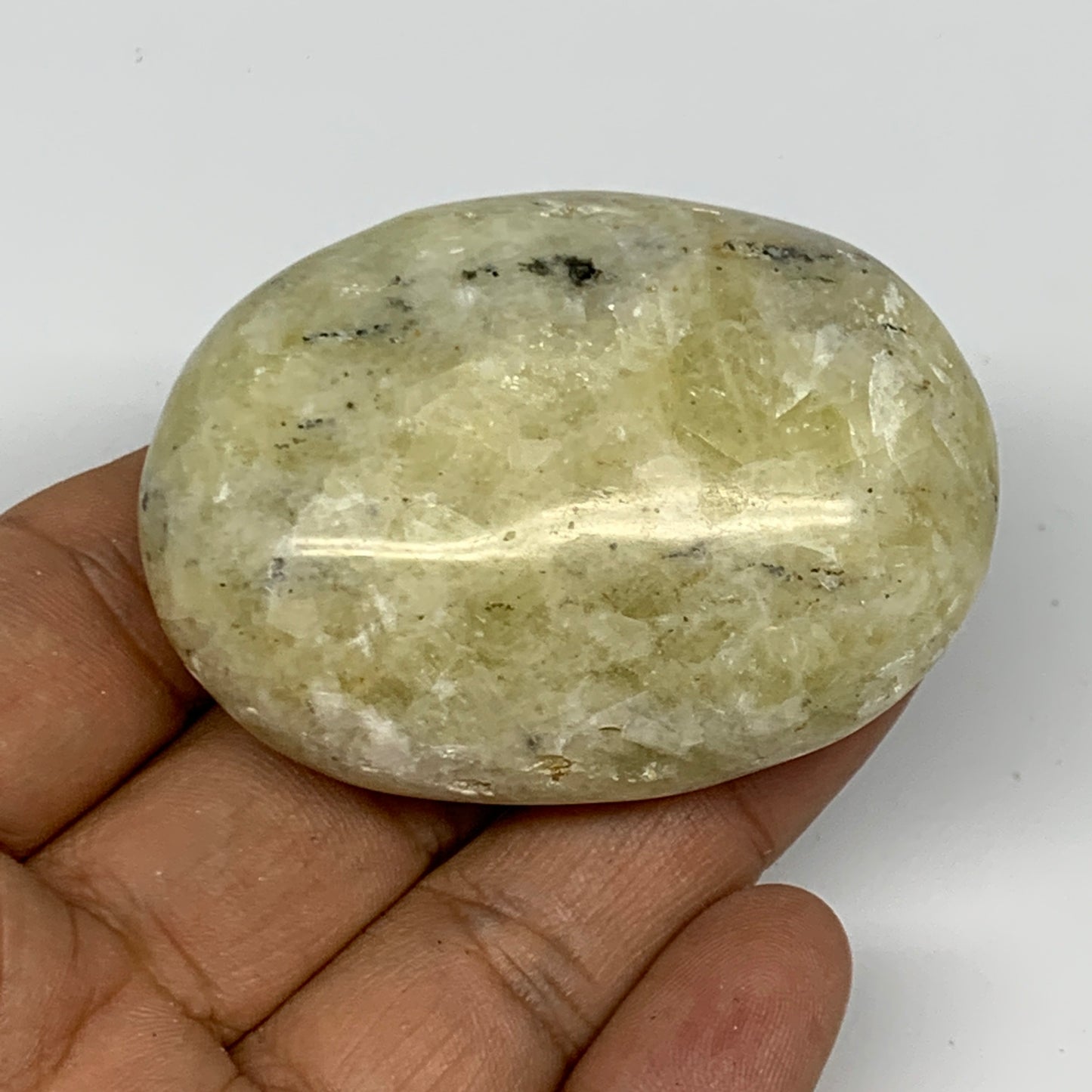 96.1g, 2.3"x1.7"x1", Natural Yellow Calcite Palm-Stone Crystal Polished Reiki, B