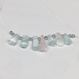 29.5cts, 7pcs,13mm-20mm Aquamarine Gemstone Faceted Points Beads @Pakistan,BE41