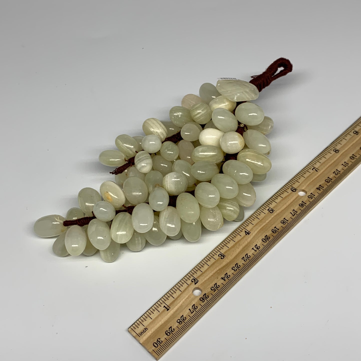 695g, 9"x4" Green Onyx Grape Bunch Stone Marble Decor @Pakistan,B25489