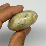 96.1g, 2.3"x1.7"x1", Natural Yellow Calcite Palm-Stone Crystal Polished Reiki, B
