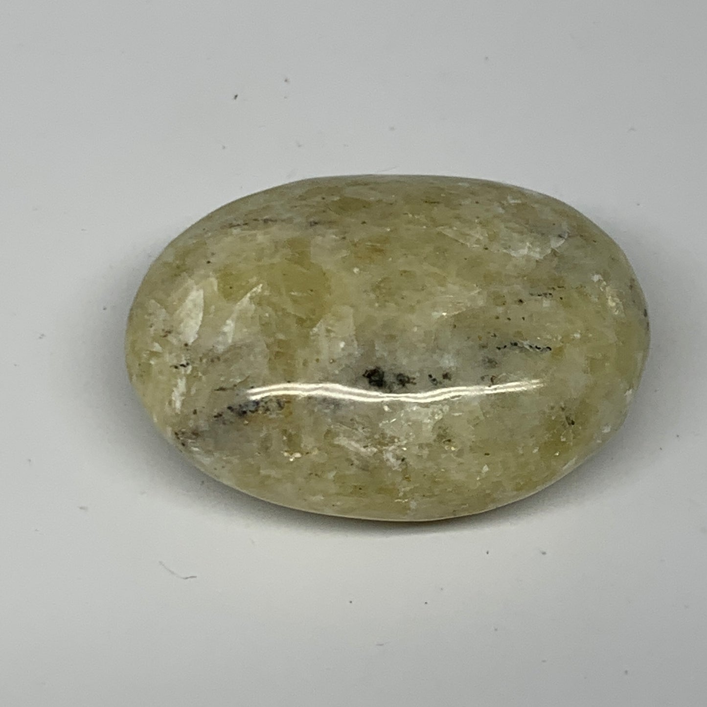 96.1g, 2.3"x1.7"x1", Natural Yellow Calcite Palm-Stone Crystal Polished Reiki, B