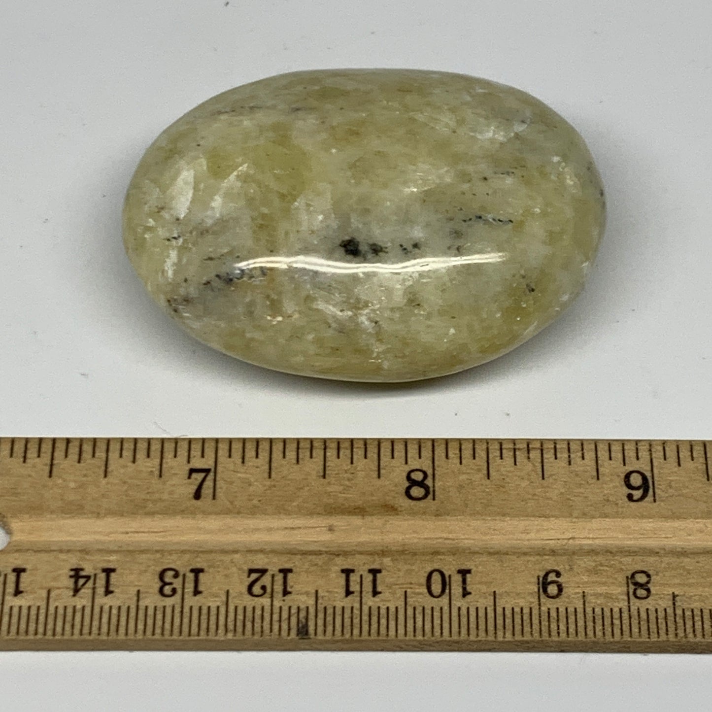 96.1g, 2.3"x1.7"x1", Natural Yellow Calcite Palm-Stone Crystal Polished Reiki, B