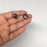 31.5cts,1.5"Gorgeous Natural Rough Amethyst Silver Plated Earring @Brazil,BE266 - watangem.com