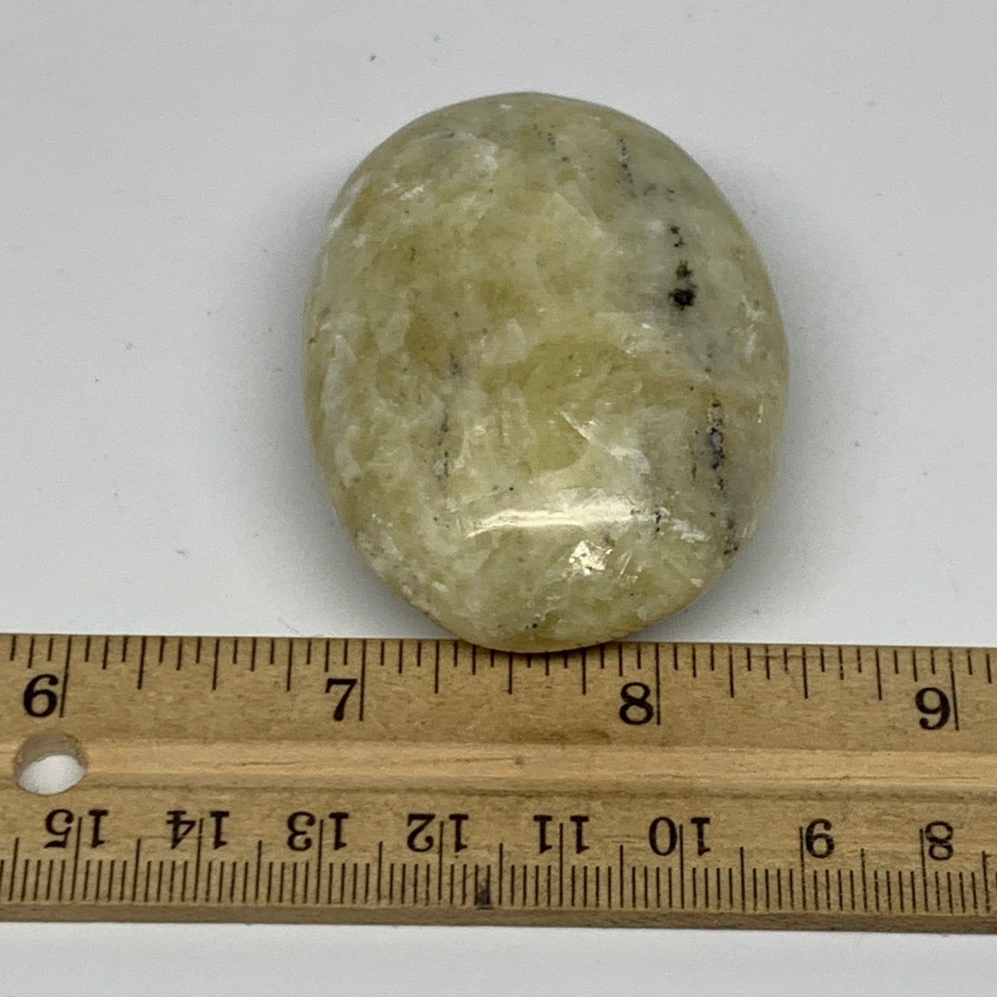 96.1g, 2.3"x1.7"x1", Natural Yellow Calcite Palm-Stone Crystal Polished Reiki, B