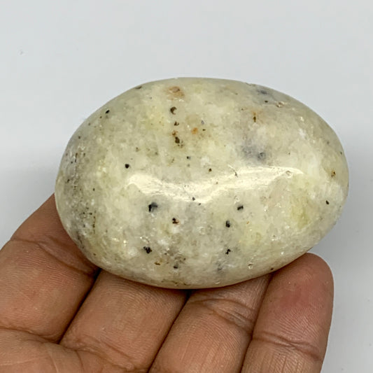 96g, 2.3"x1.7"x1", Natural Yellow Calcite Palm-Stone Crystal Polished Reiki, B16