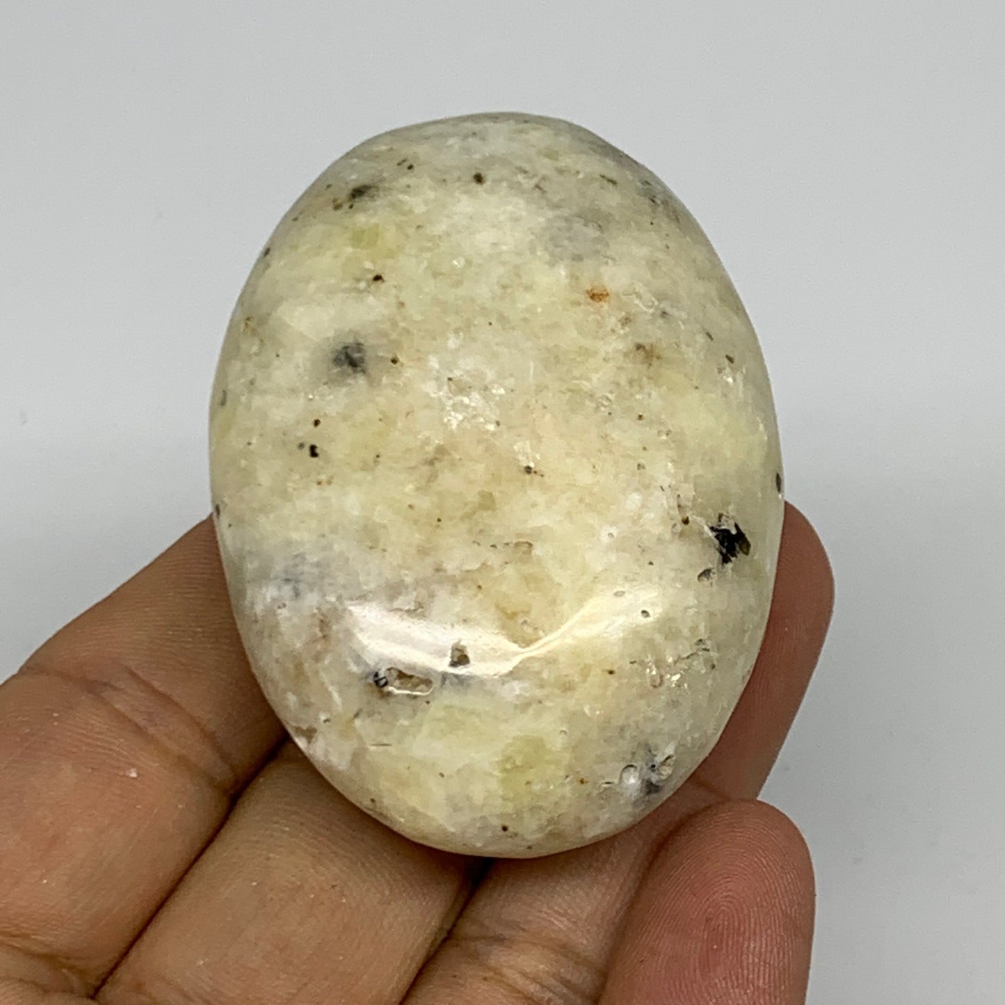 96g, 2.3"x1.7"x1", Natural Yellow Calcite Palm-Stone Crystal Polished Reiki, B16