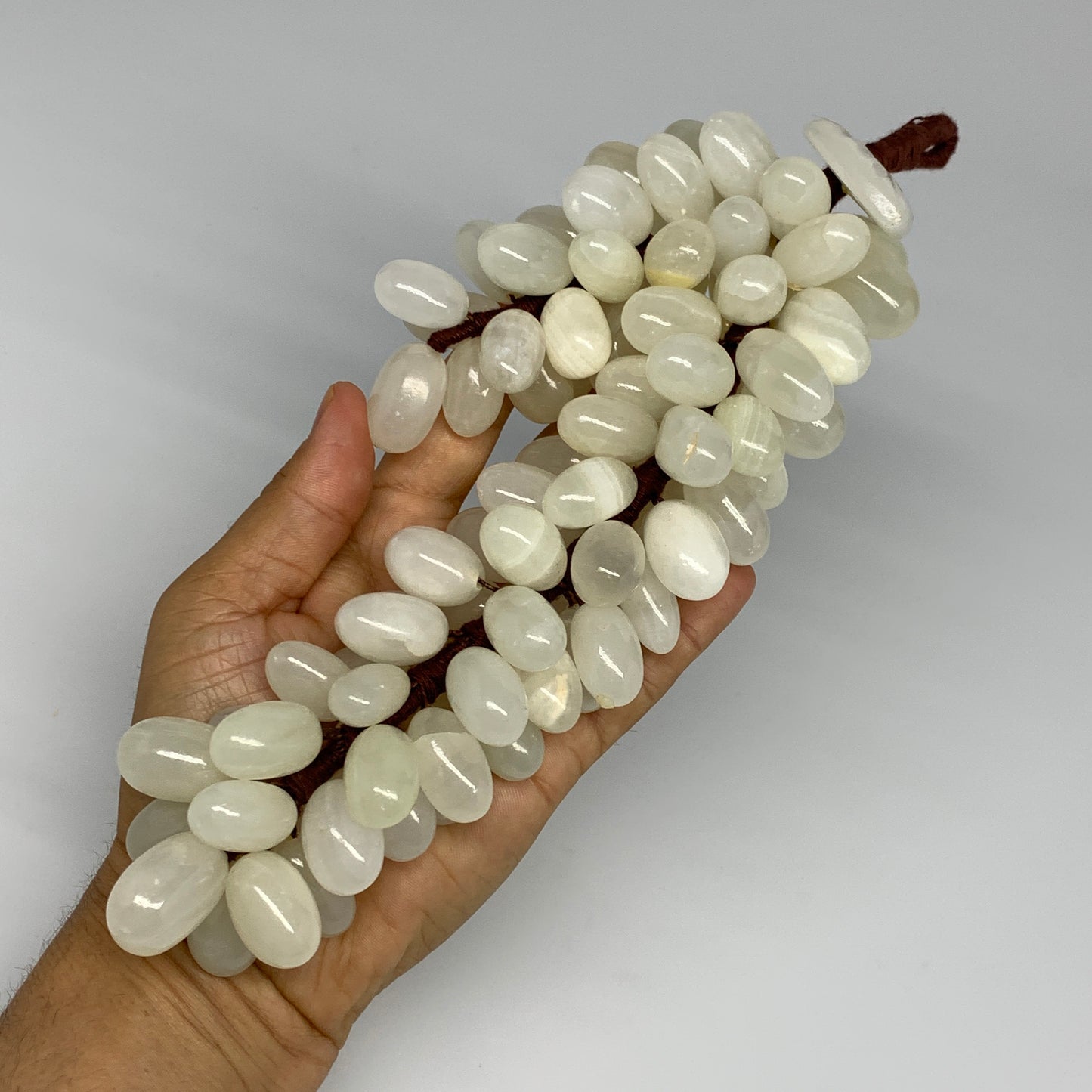 735g, 9"x4" Green Onyx Grape Bunch Stone Marble Decor @Pakistan,B25490