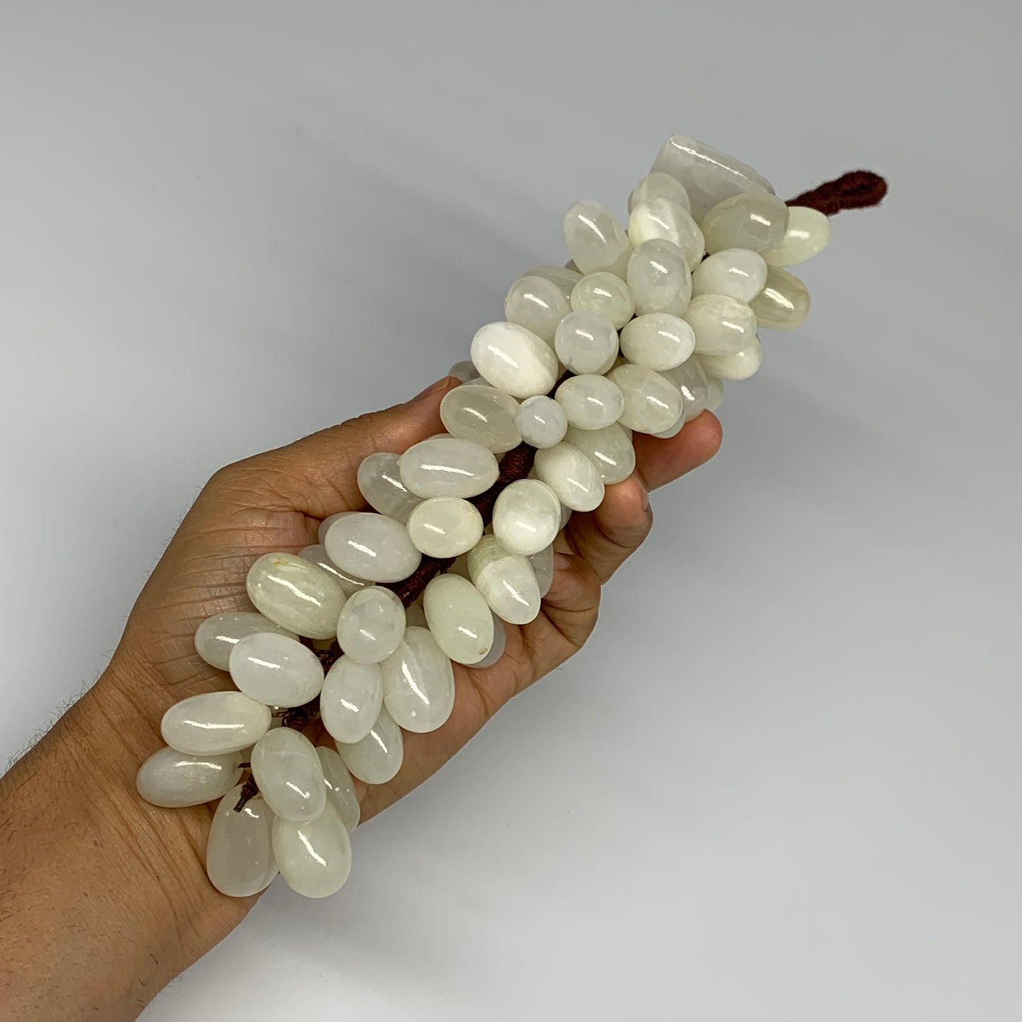 735g, 9"x4" Green Onyx Grape Bunch Stone Marble Decor @Pakistan,B25490