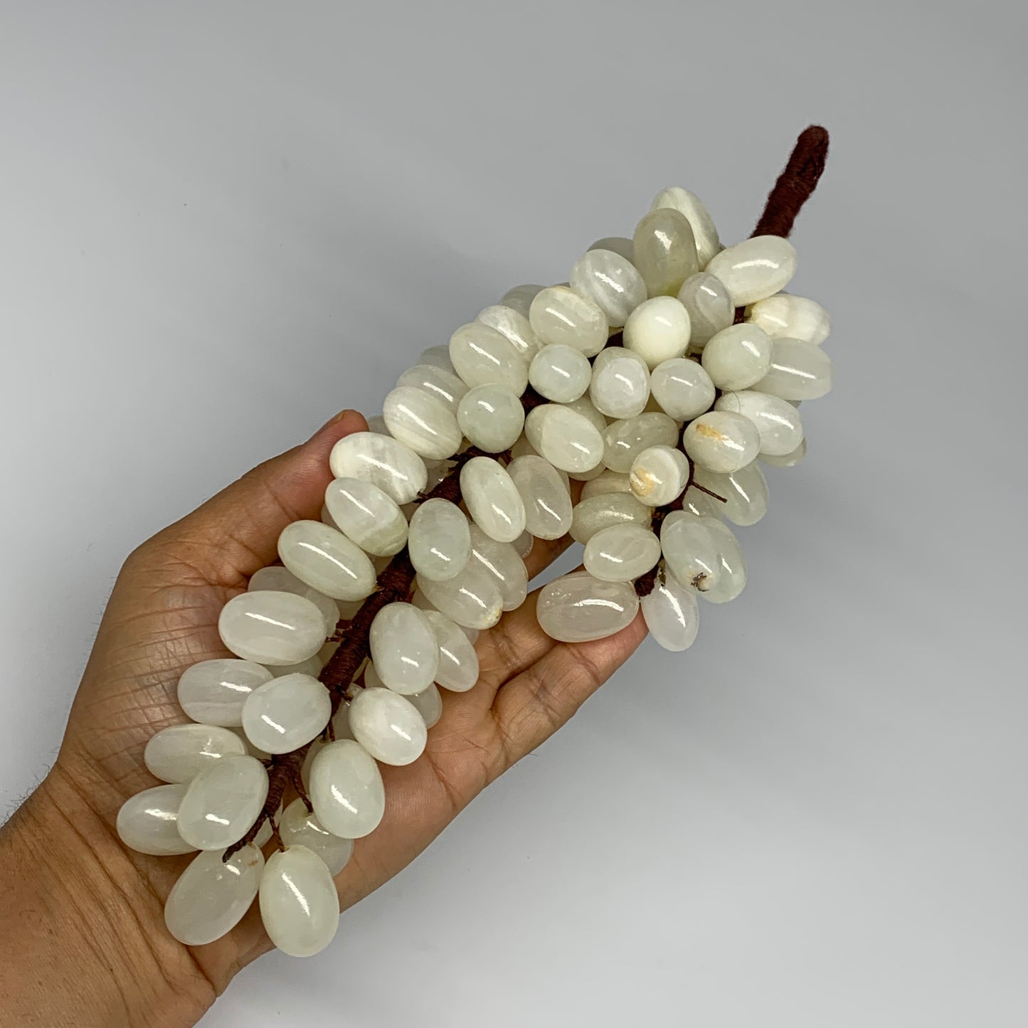 735g, 9"x4" Green Onyx Grape Bunch Stone Marble Decor @Pakistan,B25490