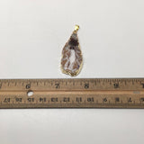 32 Cts Agate Druzy Slice Geode Gold Plated Pendant Handmade from Brazil,Bp828 - watangem.com