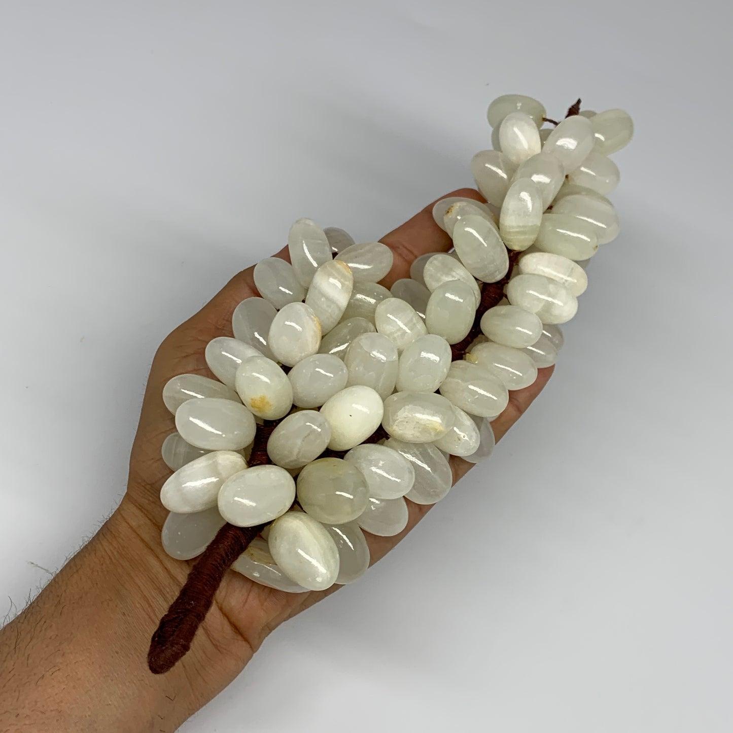 735g, 9"x4" Green Onyx Grape Bunch Stone Marble Decor @Pakistan,B25490