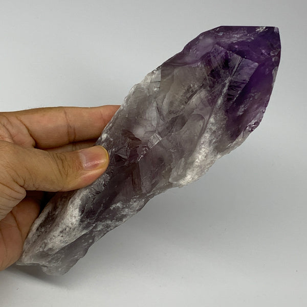 419.5g,7.4"x2.4"x1.5",Amethyst Point Polished Rough lower part from Brazil,B1909