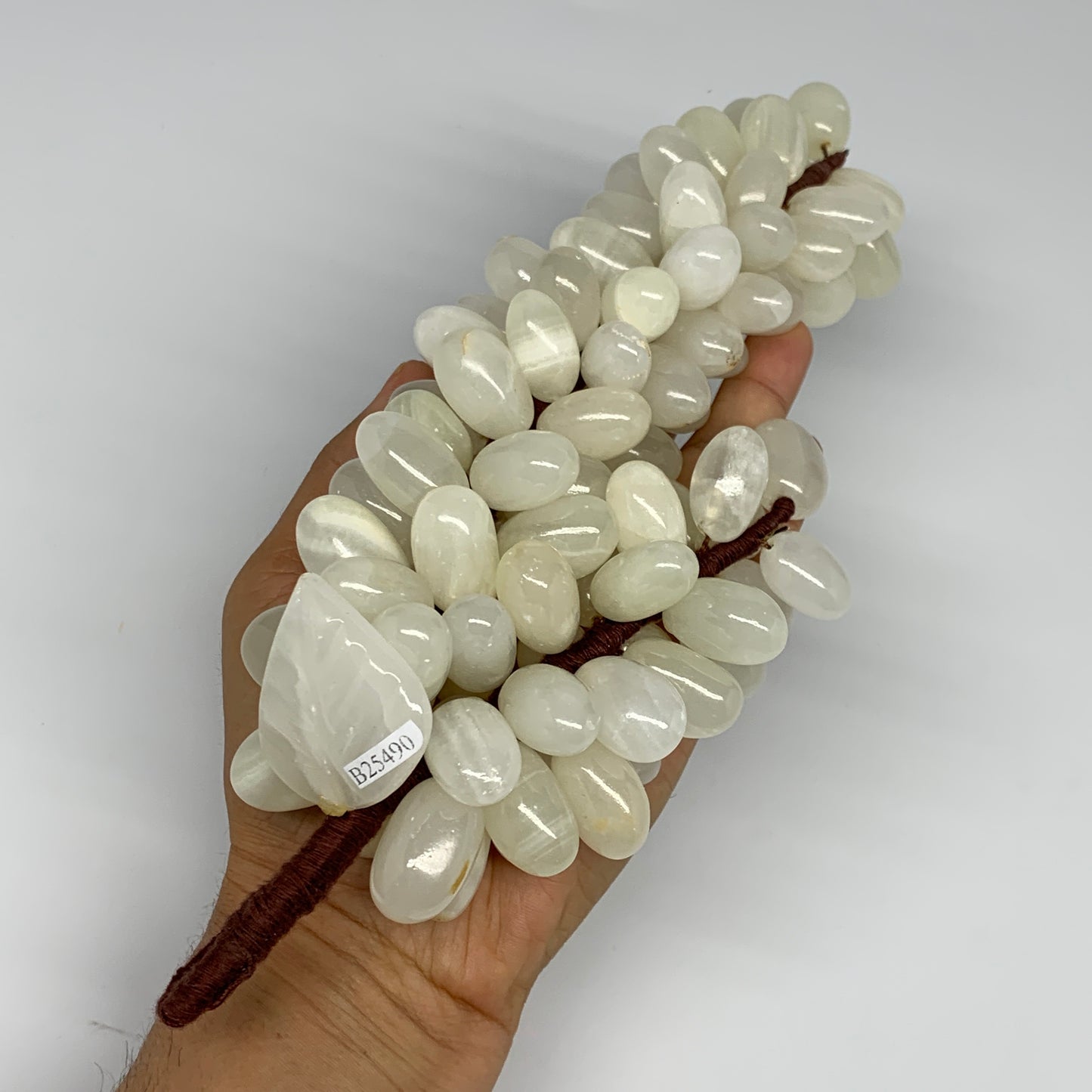 735g, 9"x4" Green Onyx Grape Bunch Stone Marble Decor @Pakistan,B25490