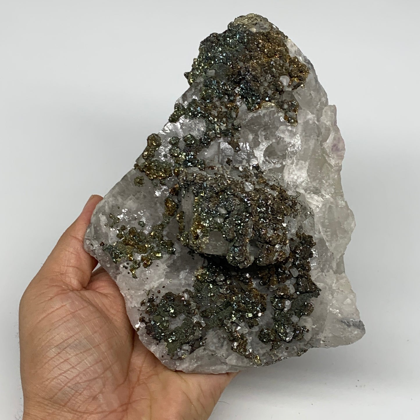 1774g, 6.1"x5"x3.6", UV Reactive Chalcopyrite Cluster Fluorite Mineral Specimen,