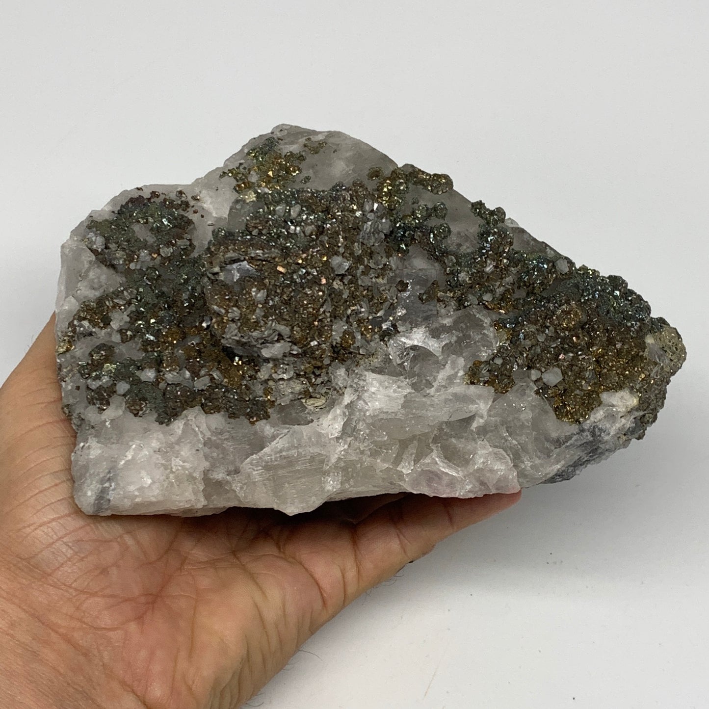 1774g, 6.1"x5"x3.6", UV Reactive Chalcopyrite Cluster Fluorite Mineral Specimen,