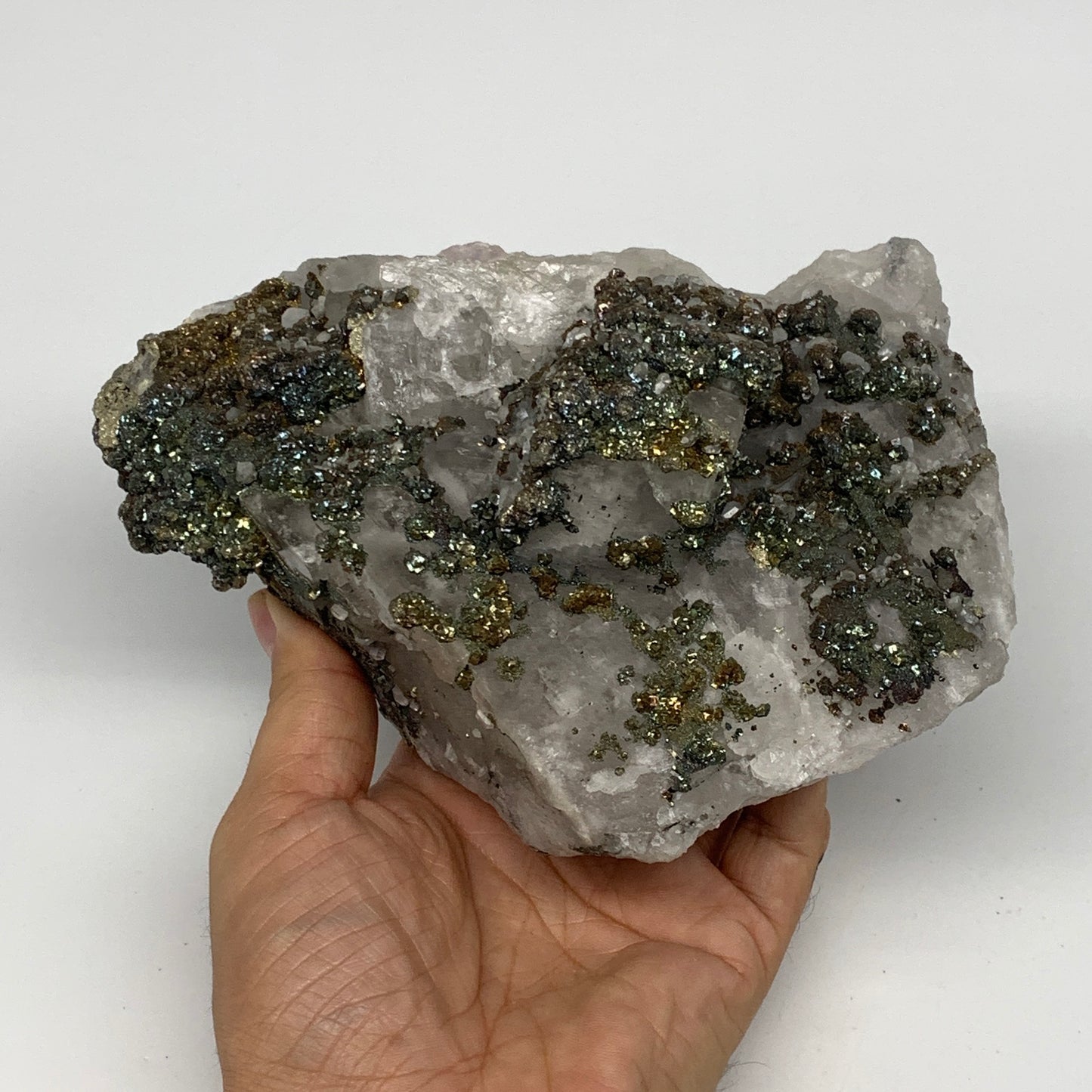 1774g, 6.1"x5"x3.6", UV Reactive Chalcopyrite Cluster Fluorite Mineral Specimen,