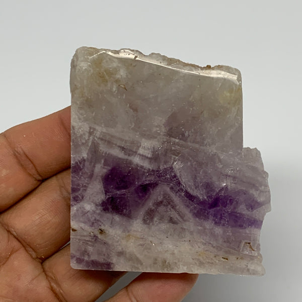 115.2g, 2.6"x2.3"x0.6", One face polished Banned Amethyst, One face semi polishe