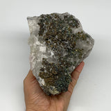 1774g, 6.1"x5"x3.6", UV Reactive Chalcopyrite Cluster Fluorite Mineral Specimen,
