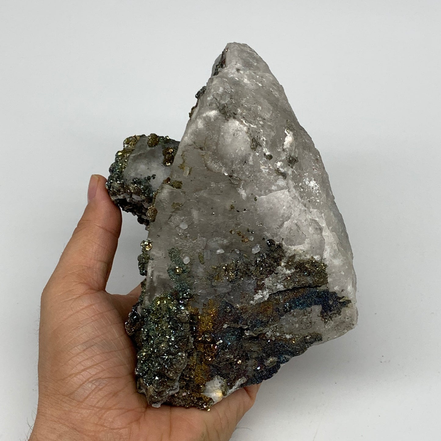 1774g, 6.1"x5"x3.6", UV Reactive Chalcopyrite Cluster Fluorite Mineral Specimen,