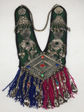 Vintage Turkmen Necklace Multi Pendant on Hand Sawn Soft Fabric Handmade,TN245