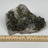 1774g, 6.1"x5"x3.6", UV Reactive Chalcopyrite Cluster Fluorite Mineral Specimen,
