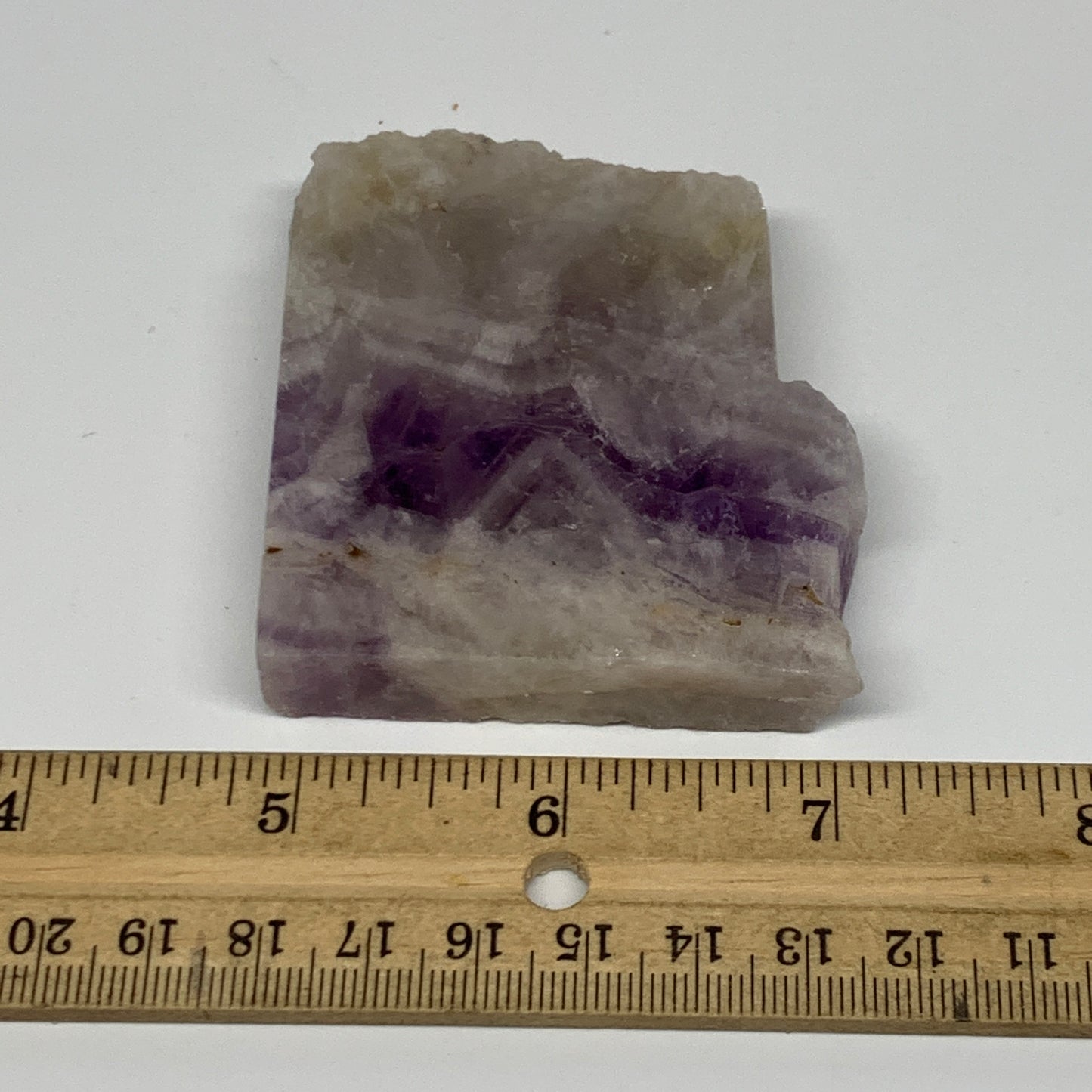 115.2g, 2.6"x2.3"x0.6", One face polished Banned Amethyst, One face semi polishe