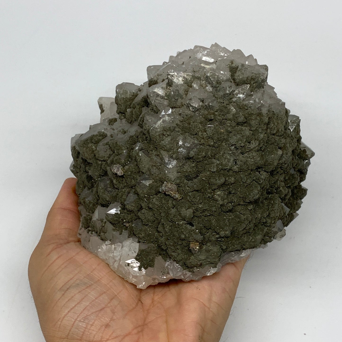 1500g, 5.8"x4.8"x3.5", UV Reactive Chalcopyrite Cluster Fluorite Mineral Specime