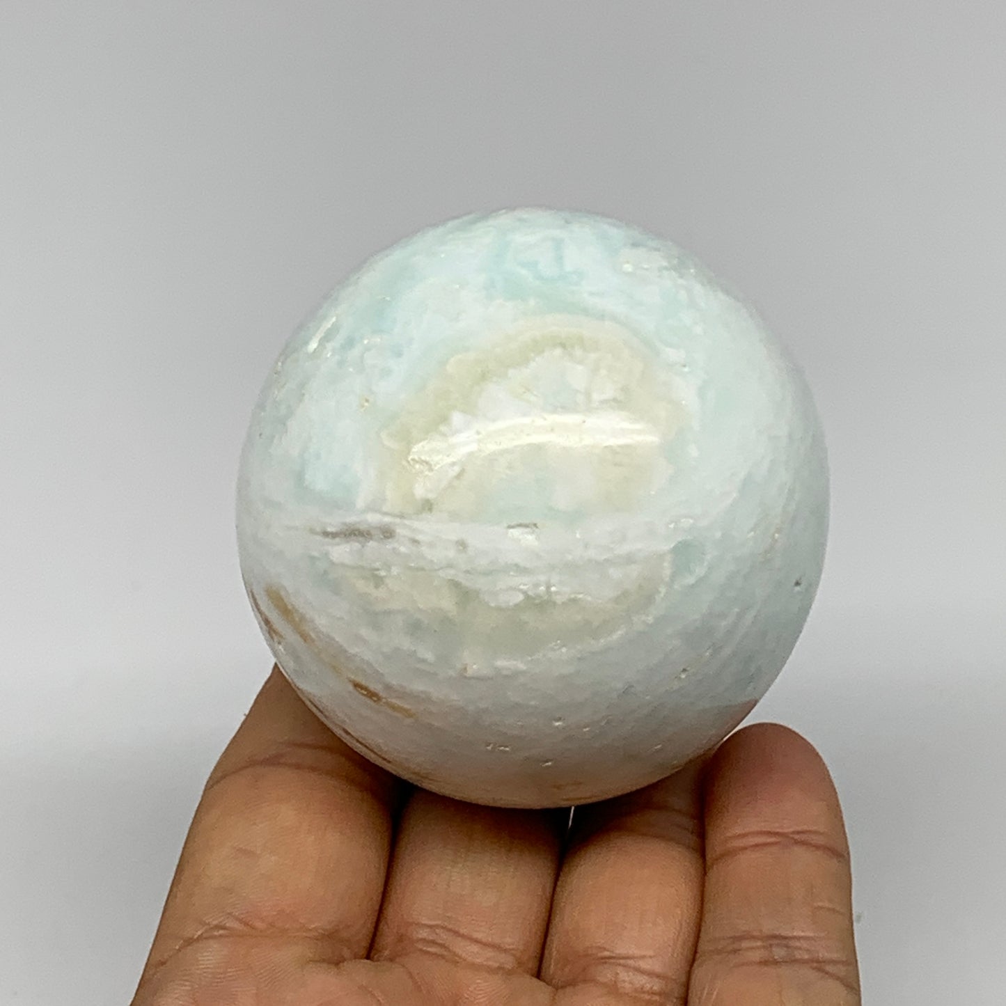 321g,2.4"(61mm) Caribbean Calcite Sphere Gemstone,Healing Crystal,B25174