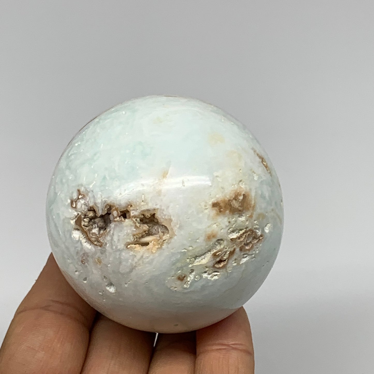 321g,2.4"(61mm) Caribbean Calcite Sphere Gemstone,Healing Crystal,B25174