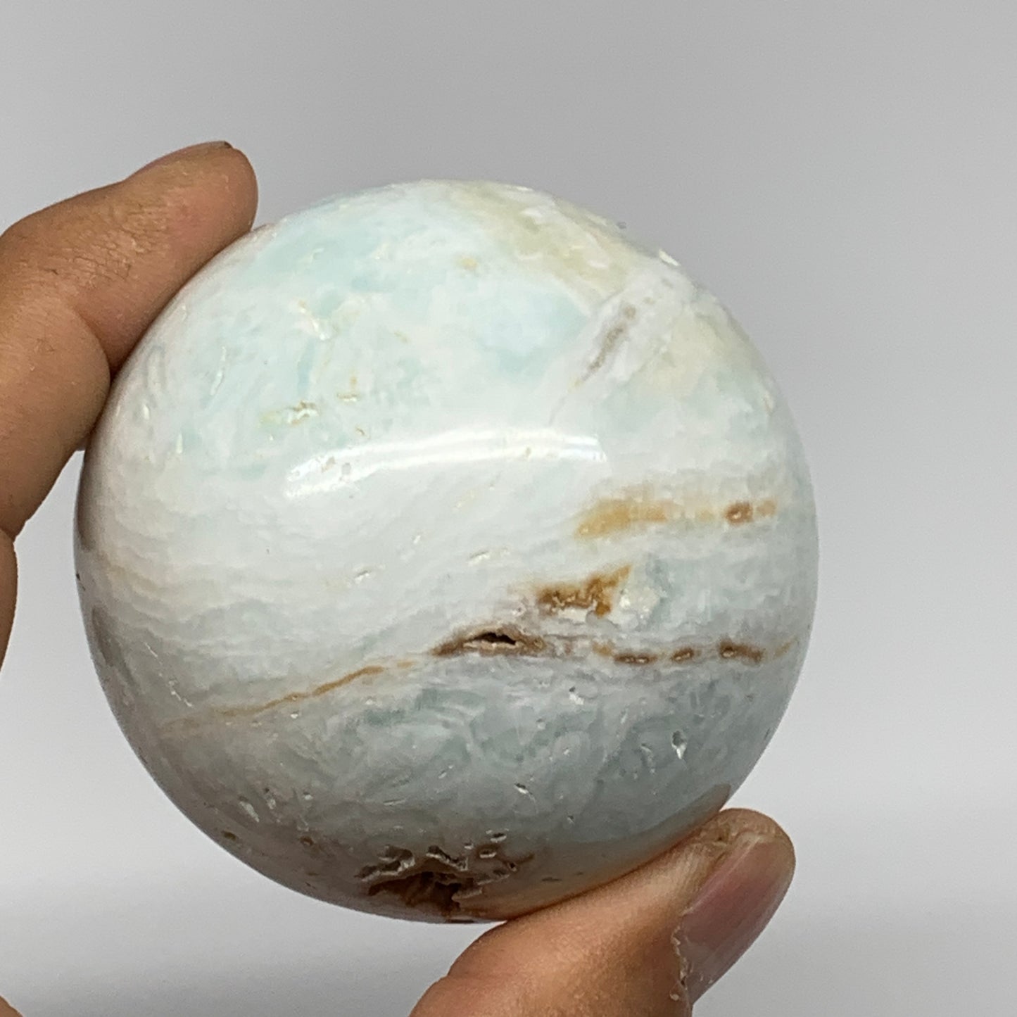 321g,2.4"(61mm) Caribbean Calcite Sphere Gemstone,Healing Crystal,B25174