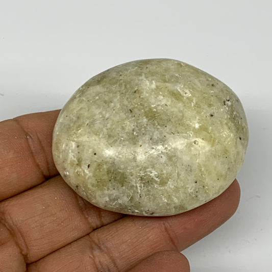 82.7g, 2.1"x1.7"x1", Natural Yellow Calcite Palm-Stone Crystal Polished Reiki, B
