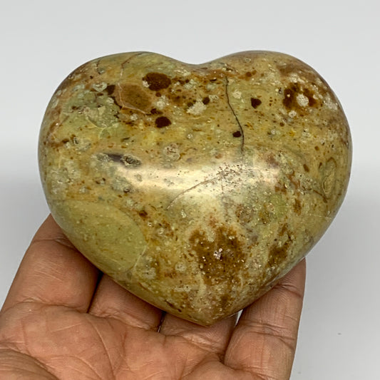 283.1g,2.9"x3.2"x1.6", Green Opal Heart Polished Gemstone @Madagascar, B17568