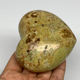 283.1g,2.9"x3.2"x1.6", Green Opal Heart Polished Gemstone @Madagascar, B17568
