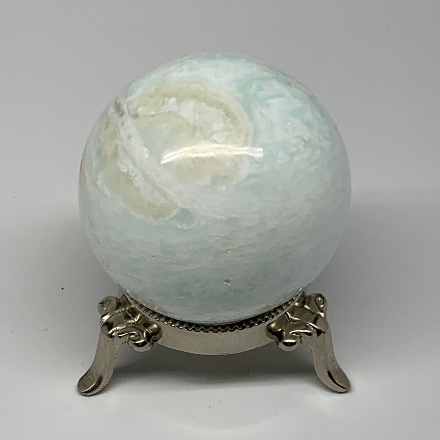 321g,2.4"(61mm) Caribbean Calcite Sphere Gemstone,Healing Crystal,B25174