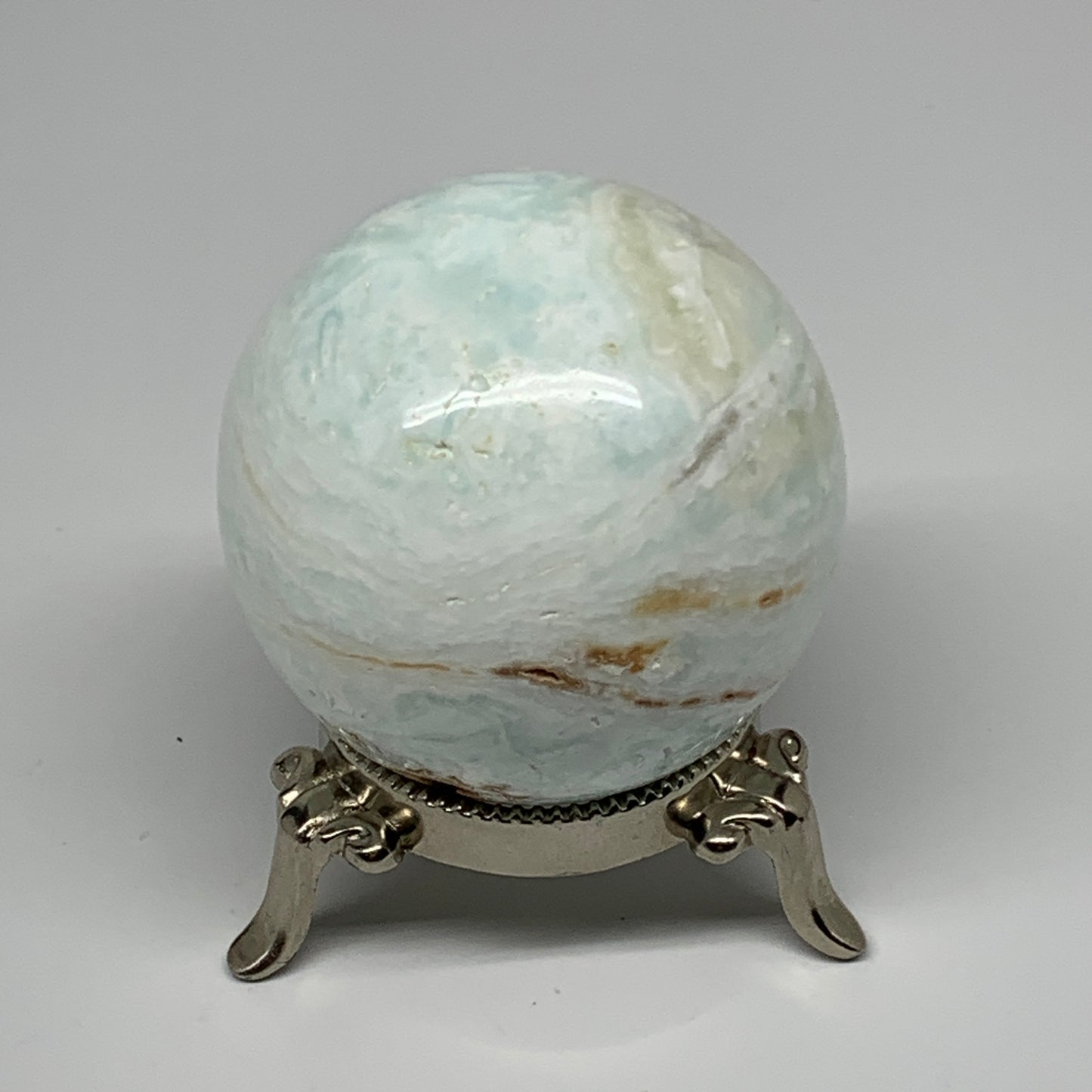 321g,2.4"(61mm) Caribbean Calcite Sphere Gemstone,Healing Crystal,B25174
